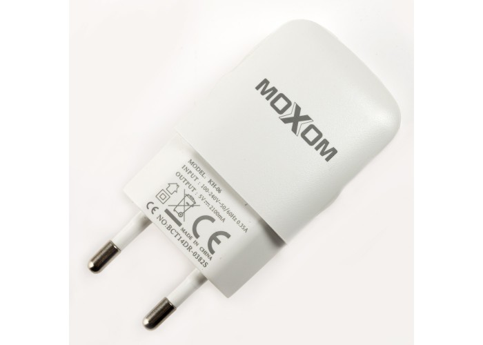 Сетевое зарядное устройство Moxom KH-06 lightning USB/2.1A белый