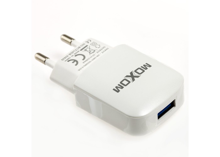 Сетевое зарядное устройство Moxom KH-06 lightning USB/2.1A белый