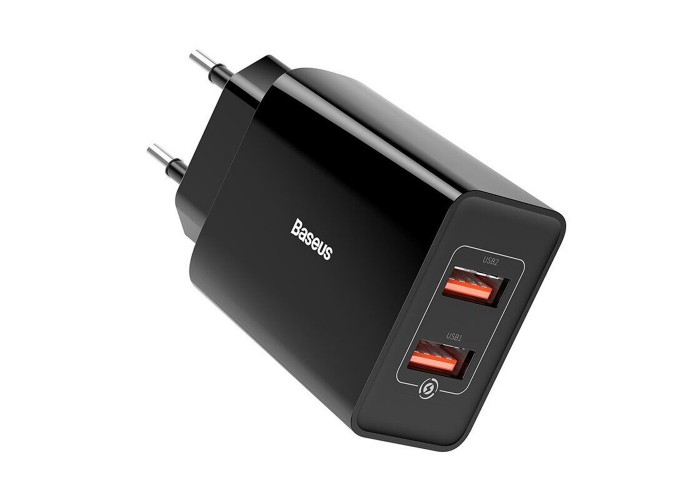 Сетевой адаптер Baseus Speed Mini QC Dual-U 18W 2USB черный