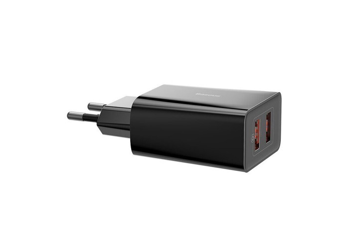 Сетевой адаптер Baseus Speed Mini QC Dual-U 18W 2USB черный
