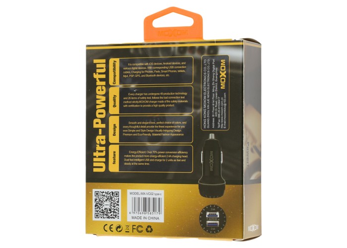 Автомобильное зарядное устройство Moxom MX-VC02 Type-C 2USB/2,4A черный
