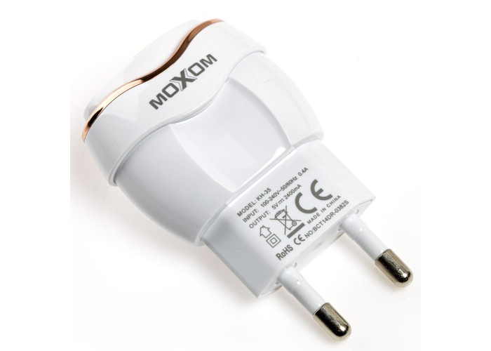 Сетевое зарядное устройство Moxom KH-35 lightning 1USB/2.4A белый