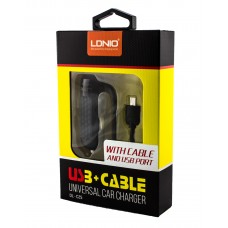 Автомобильное з/у LDNIO DL-C25 Micro USB с доп. USB (карбон/черный)
