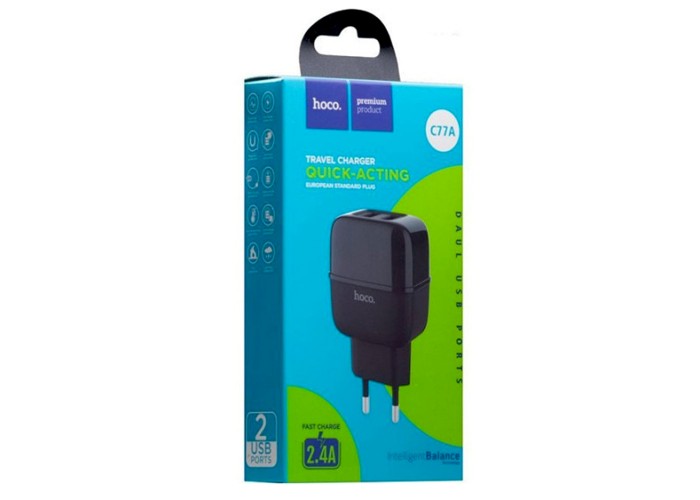 Сетевой адаптер Hoco C77A 2.4A 2USB черный