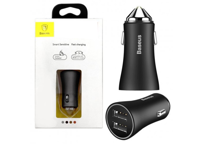 Автомобильное ЗУ адаптер Baseus Golden 2.4A 2USB черный