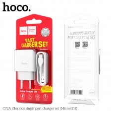 Сетевое зарядное устройство Hoco  C72A 2.1A microUSB 2in1 белый