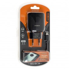Сетевое зарядное устройство Moxom MX-HC30 micro 2.4A 2USB Auto-ID черный