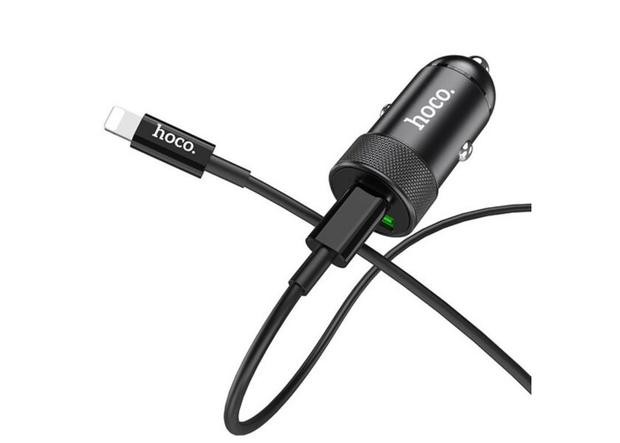 Автомобильное ЗУ Hoco Z32B PD+QC3.0 (1USB/18W/4.5A) + Type-C to lightning черный