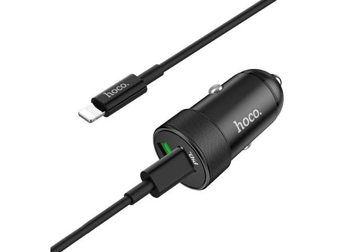 Автомобильное ЗУ Hoco Z32B PD+QC3.0 (1USB/18W/4.5A) + Type-C to lightning черный