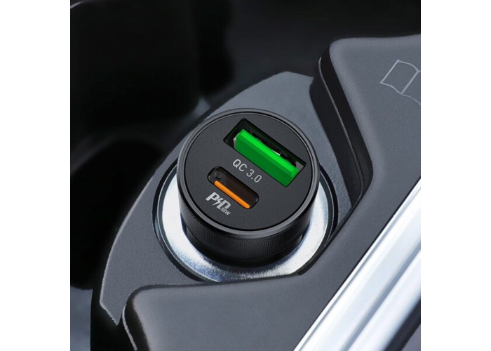 Автомобильное ЗУ Hoco Z32B PD+QC3.0 (1USB/18W/4.5A) + Type-C to lightning черный