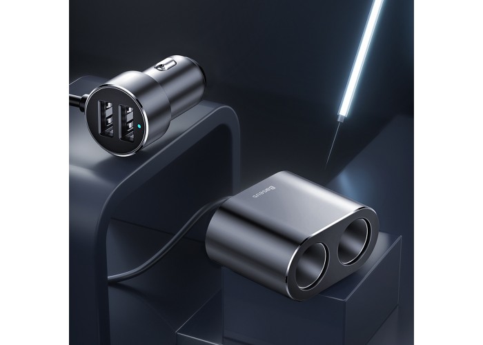 Автомобильное ЗУ адаптер Baseus High Efficiency one to two cigarette черный
