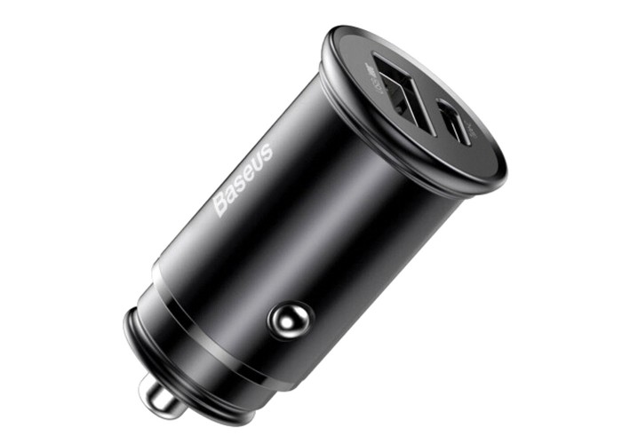 Автомобильное ЗУ адаптер Baseus Circular Metal PPS 30W (Support VOOC) черный