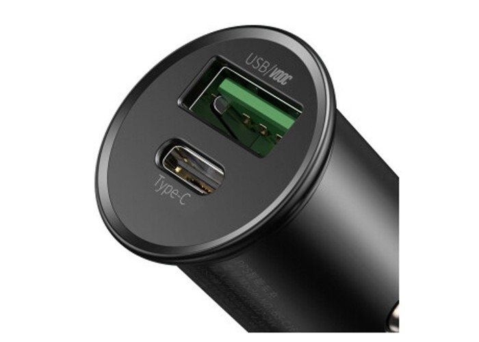 Автомобильное ЗУ адаптер Baseus Circular Metal PPS 30W (Support VOOC) черный