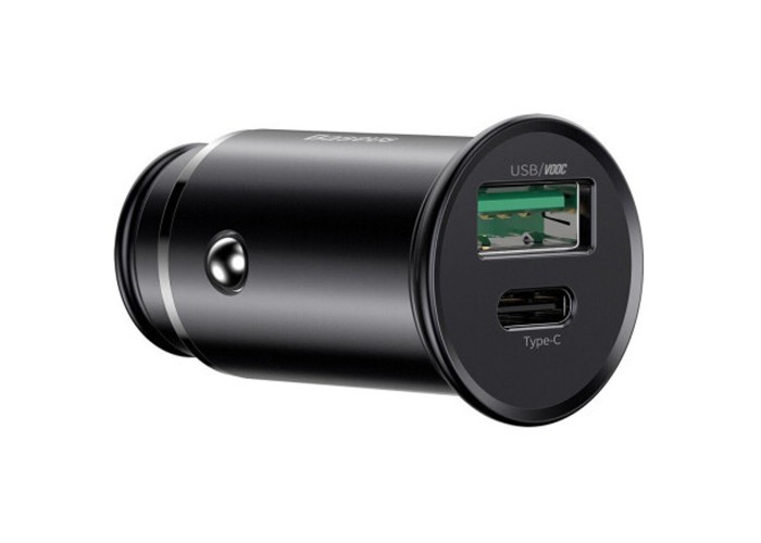 Автомобильное ЗУ адаптер Baseus Circular Metal PPS 30W (Support VOOC) черный