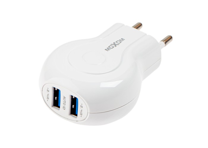 Сетевое зарядное устройство Moxom MX-HC01 lightning 2USB/2.4A белый