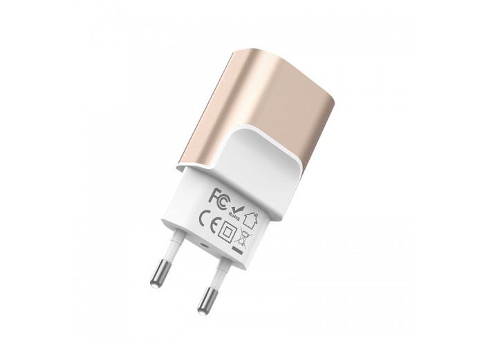 Сетевое зарядное устройство адаптер Hoco C47A 2.1A 2USB золотистый