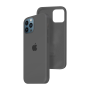 Силиконовый чехол c закрытым низом Apple Silicone Case для iPhone 12 Pro Max Charcoal Gray