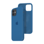 Силиконовый чехол c закрытым низом Apple Silicone Case для iPhone 12 Navy Blue