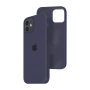 Силиконовый чехол c закрытым низом Apple Silicone Case для iPhone 12 Midnight Blue