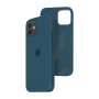 Силиконовый чехол c закрытым низом Apple Silicone Case для iPhone 12 Cosmos Blue