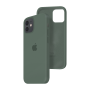 Силиконовый чехол c закрытым низом Apple Silicone Case для iPhone 12 Pine Green