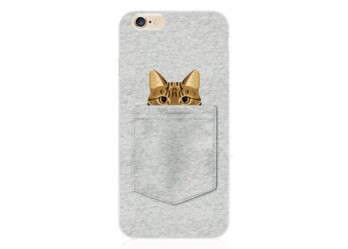 Силиконовый чехол для  iPhone 6/6S с принтом "Кот в кармане"