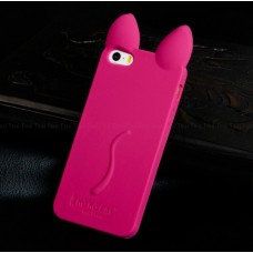 Силиконовый чехол для iPhone 5/5S "Кошачьи ушки" (розовый)