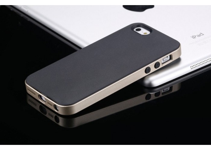 Бампер для iРhone 5/5S с черной накладной "Под золото"