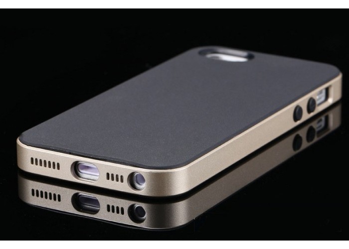 Бампер для iРhone 5/5S с черной накладной "Под золото"