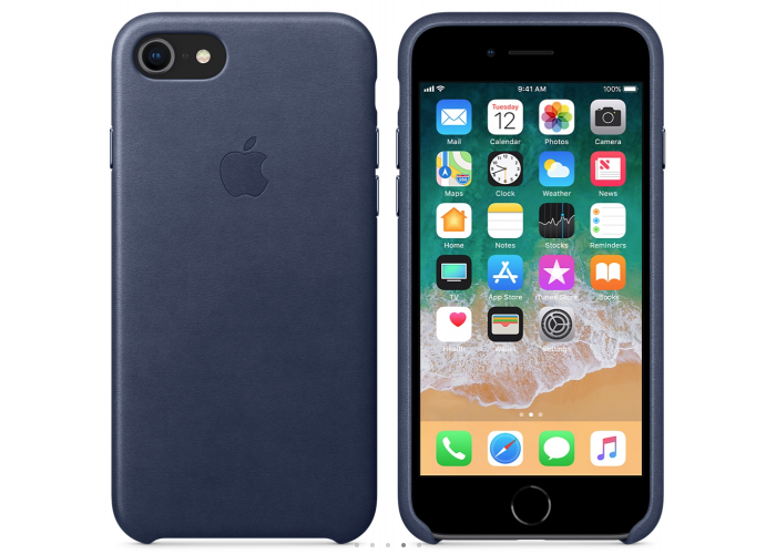 Кожаный чехол Apple Leather Case Midnight Blue для iPhone 7/iPhone 8 (копия)