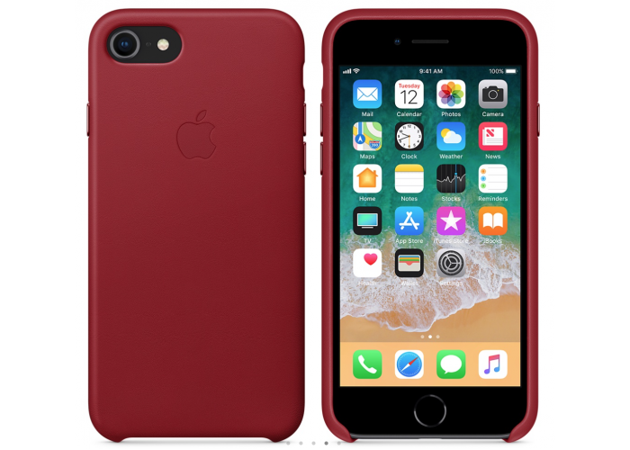 Кожаный чехол Apple Leather Case Red для iPhone 7/iPhone 8 (копия)