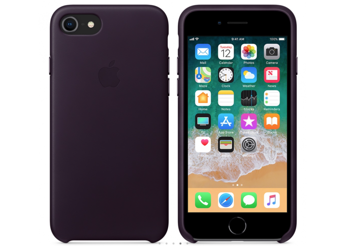 Кожаный чехол Apple Leather Case Dark Aubergine для iPhone 7/iPhone 8 (копия)