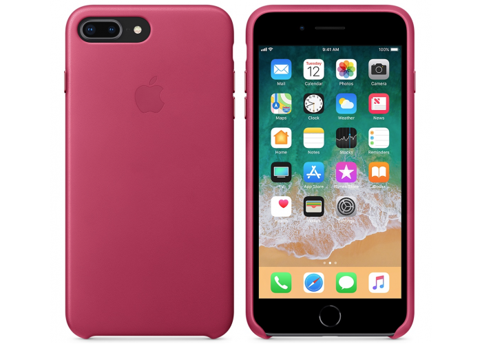 Кожаный чехол Apple Leather Case Pink Fuchsia для iPhone 7 Plus/iPhone 8 Plus (копия)