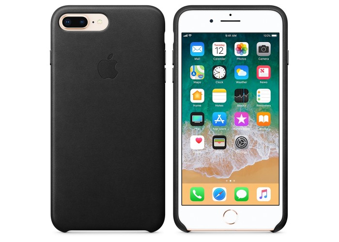 Кожаный чехол Apple Leather Case Black с металлическими кнопками для iPhone 7 Plus/ 8 Plus (копия)