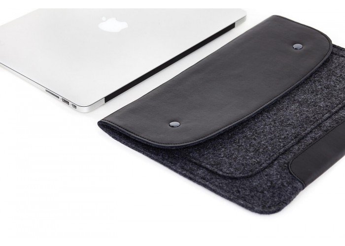 Черный чехол-конверт на кнопках для MacBook Air 13,3 и Pro 13,3 (GM01)
