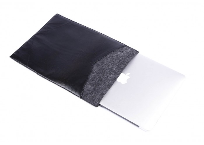 Фетровый чехол-конверт с кнопкой для  MacBook Air 13,3 и Pro 13,3 с эко-кожей (GM08)