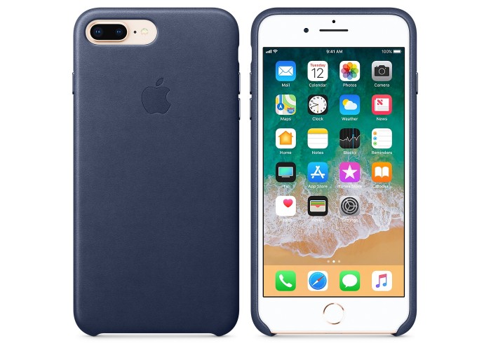 Кожаный чехол Apple Leather Case Midnight Blue с металлическими кнопками для iPhone 7 Plus/ 8 Plus (копия)