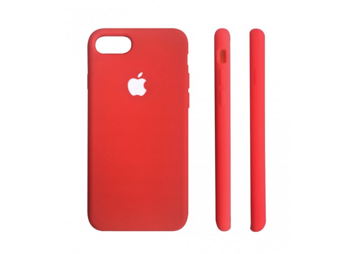 Силиконовый чехол Apple Silicon Case Red (Красный) белое яблоко для iPhone 7/8 (копия)
