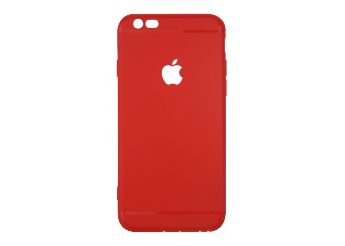 Ультратонкий чехол-накладка для iPhone 6 с вырезом под яблоко (Красный)