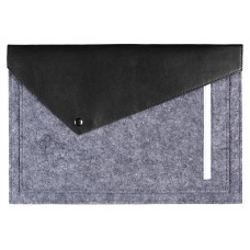 Черный фетровый чехол-конверт для  Macbook Air 13,3 и Pro 13,3 с экокожей (GM13)