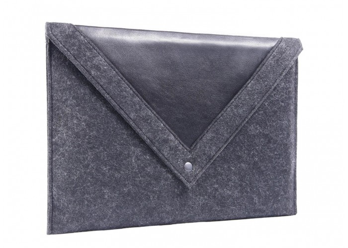 Черный чехол-конверт для Macbook Air  13,3 и Pro 13,3 с треугольной крышкой (GM23)