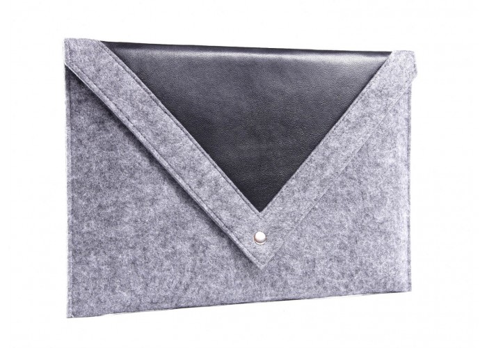Серый чехол-конверт для Macbook Air  13,3 и Pro 13,3 с треугольной крышкой (GM24)