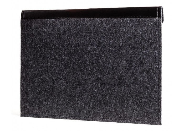 Черный фетровый чехол-конверт для  Macbook Air 13,3 и Pro 13,3 с экокожей (GM57)