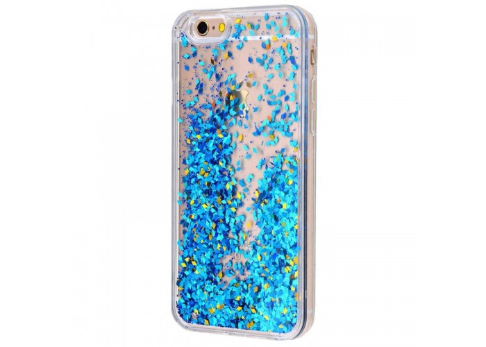 Чехол для iPhone 6/6s блестки вода синий