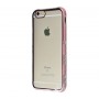 Силиконовый чехол для iPhone 6/6s хромированный с камнями розовый