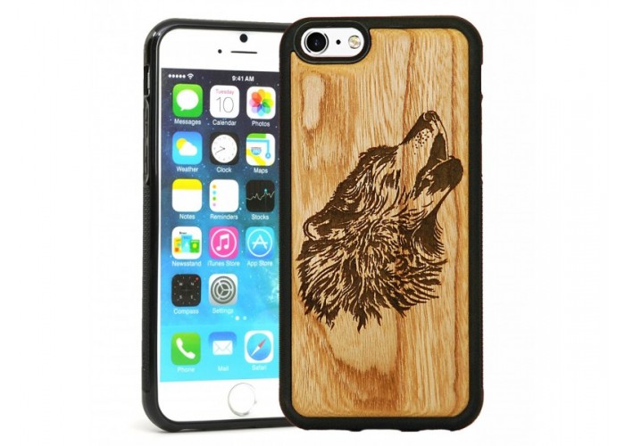 Чехол для iPhone WoodBox из натурального дерева "Волк"