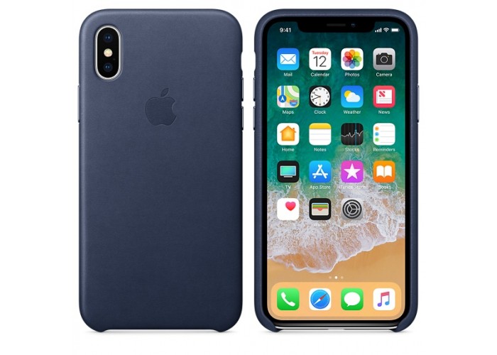 Apple Leather Case Midnight Blue для iPhone X