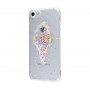 Чехол для iPhone 7/8 Diamond Hearts Ice Cream прозрачный