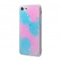 Чехол для iPhone 7/8 блестки градиент голубой/розовый
