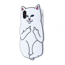 Чехол для iPhone X / Xs Cat Fakk Ripndip белый